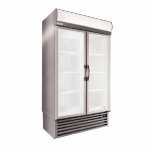 Staycold - HD1140F-S Double Glass Door Freezer with S/Steel Sides & Grey Trim